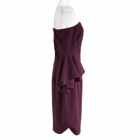 Calvin KLEIN PLUM OFF THE SHOULDER BELL FLUTTER SLEEVE MIDI SHEATH DRESS - 10 - Picture 3 of 10